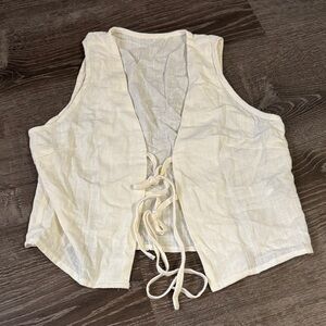 Cream Sleeveless Tie-Front Top